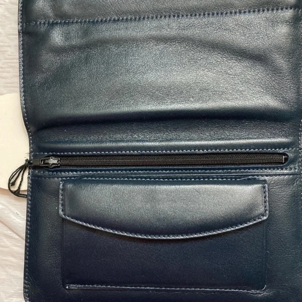 Bosca blue leather wallet nwt